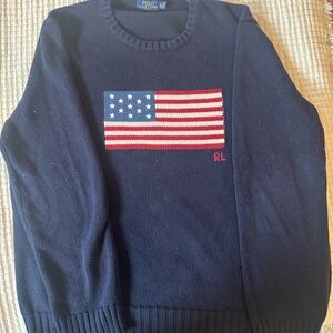 Ralph Lauren Navy Sweater with Flag Design